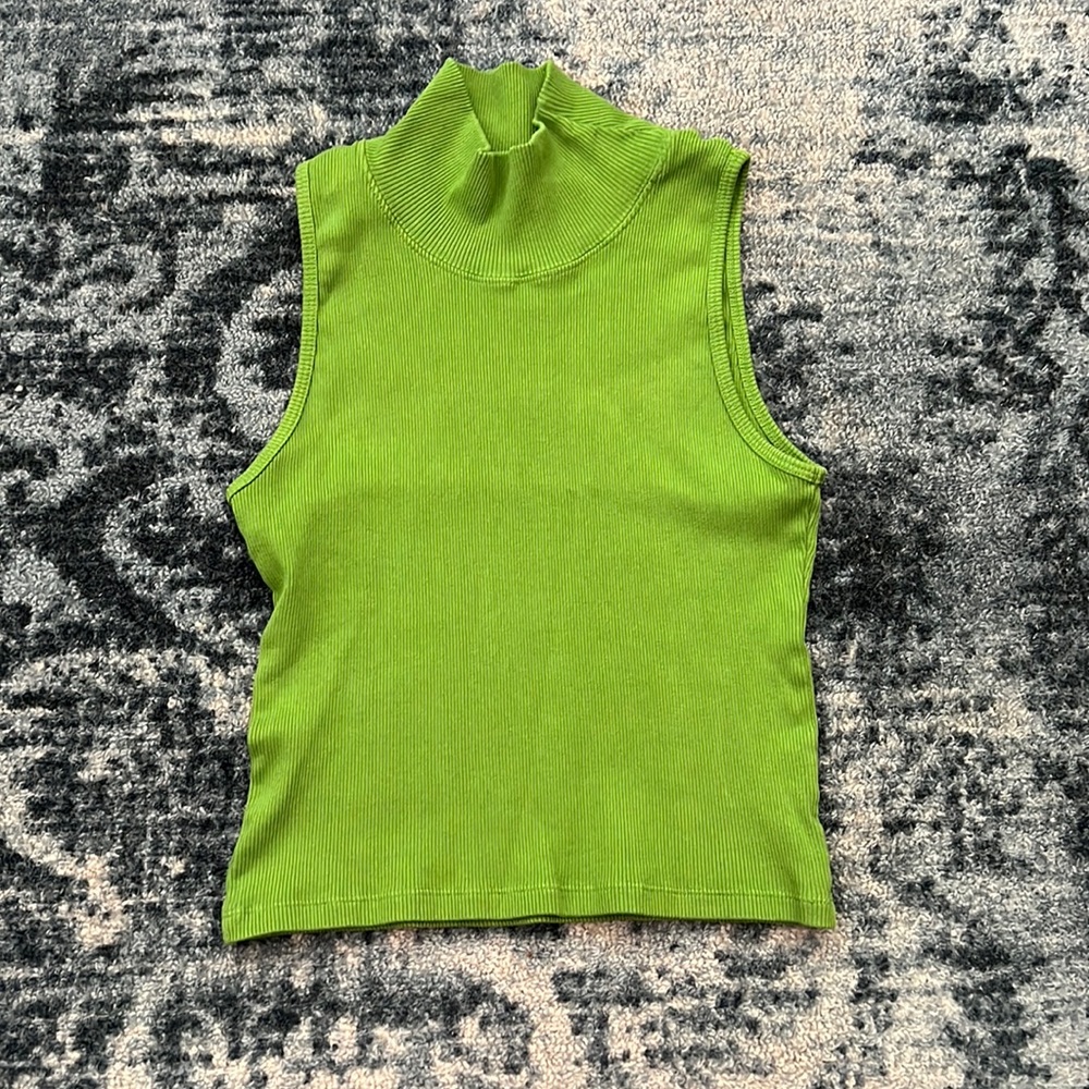 Big Bud Press Sleeveless Essential Turtleneck Bright Olive S